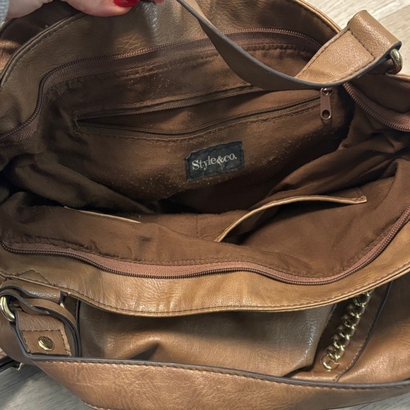 Style & Co. Brown Shoulder Bag with Chain Accents - Picture 3 of 4